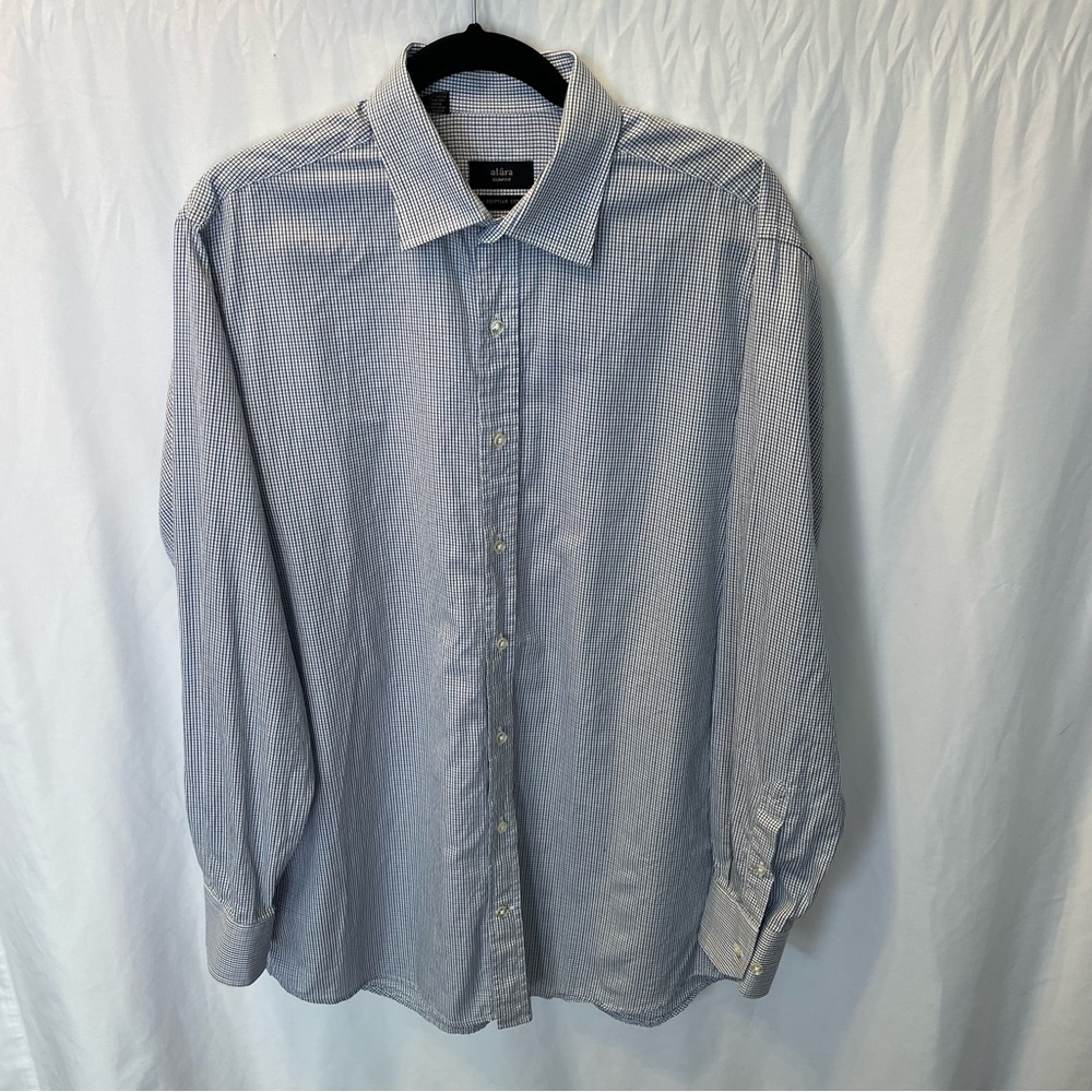 Alâra Slim Fit 2-Ply Egyptian Cotton Dress Shirt Blue/Black Checkered 16.5/34-35